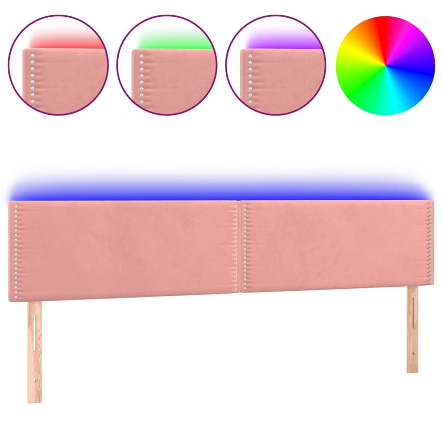 Hoofdbord Led Fluweel 160 x 5 x 78/88 cm Roze