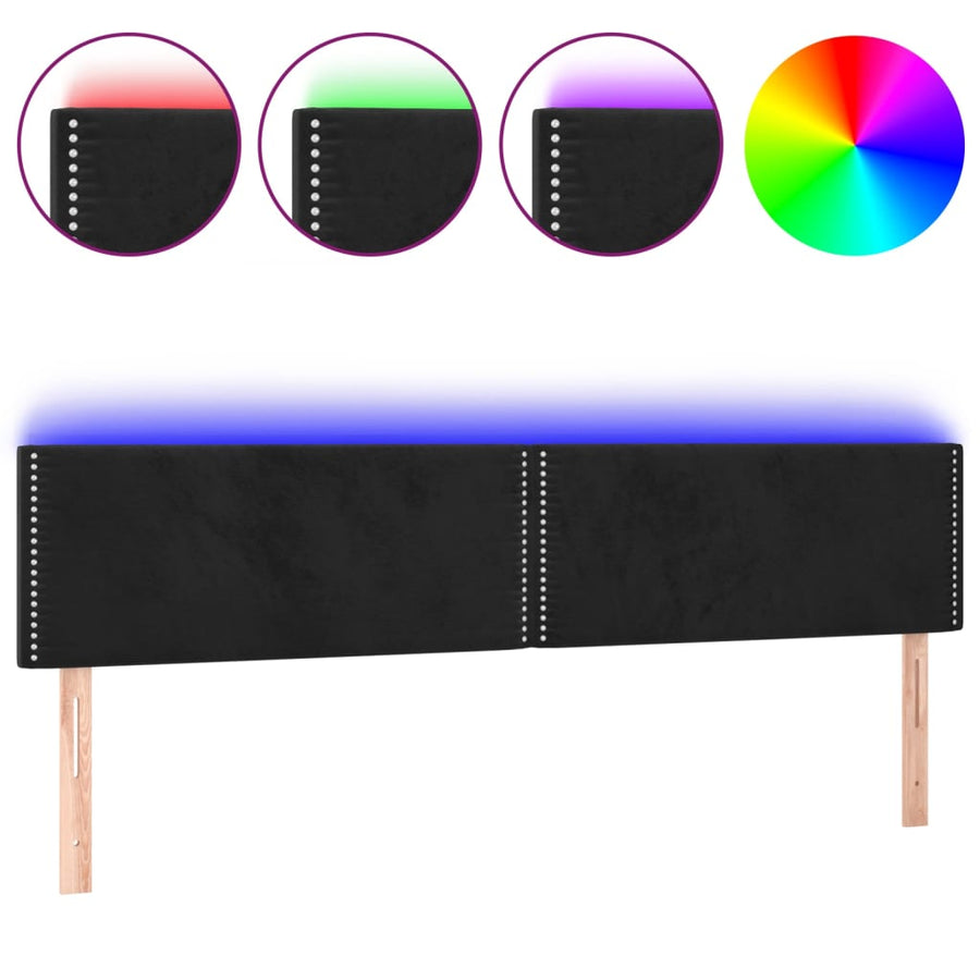 Hoofdbord Led Fluweel 180 x 5 x 78/88 cm Zwart