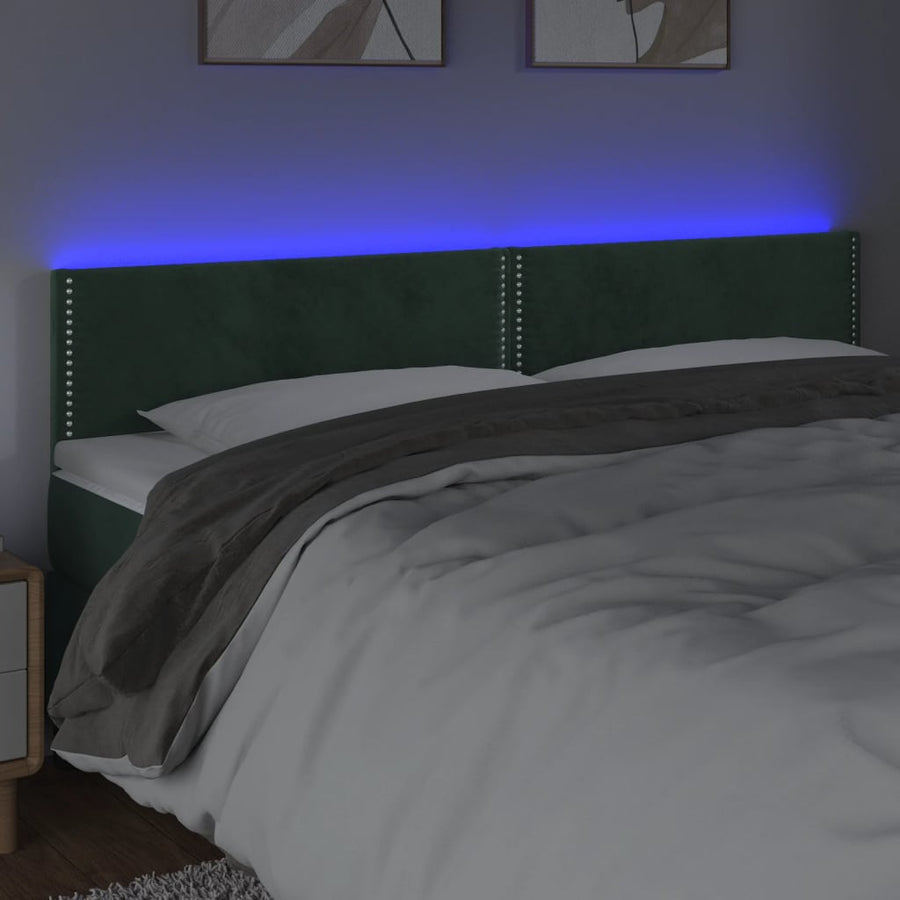 Hoofdbord Led Fluweel 180 x 5 x 78/88 cm Donkergroen