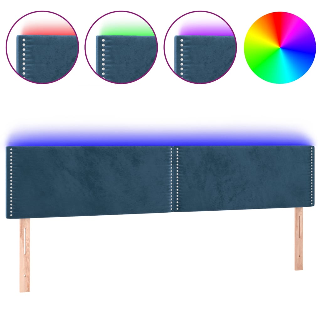 Hoofdbord Led Fluweel 180 x 5 x 78/88 cm Donkerblauw