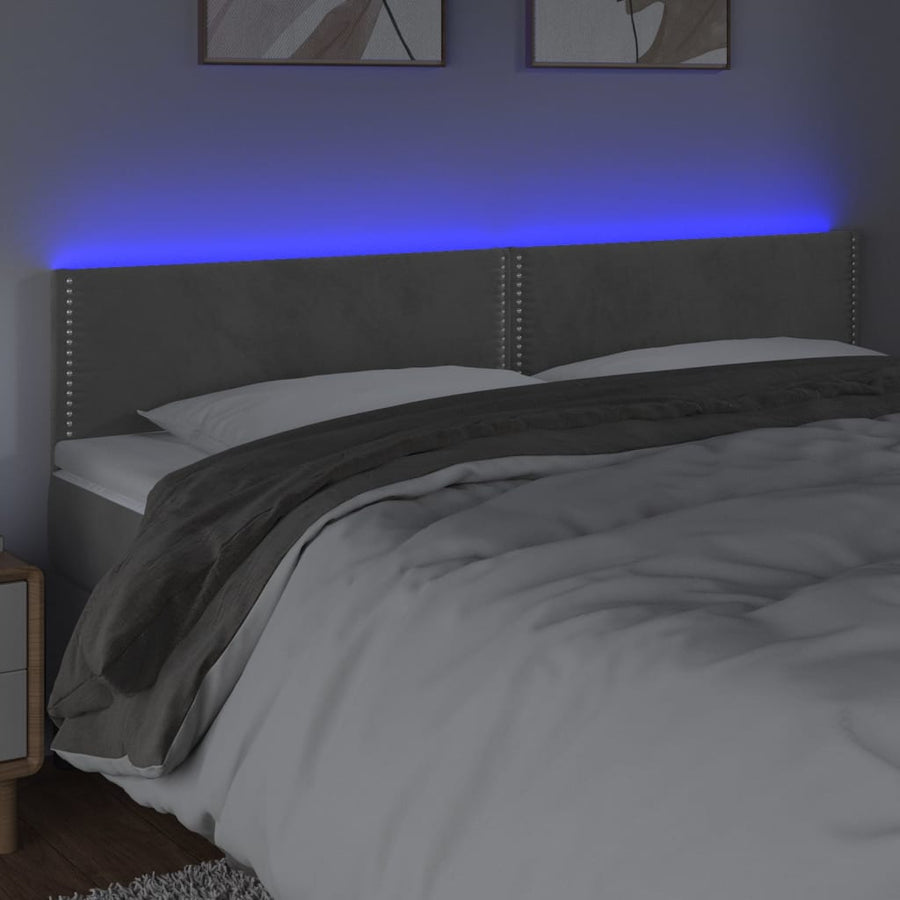 Hoofdbord Led Fluweel 200 x 5 x 78/88 cm Lichtgrijs