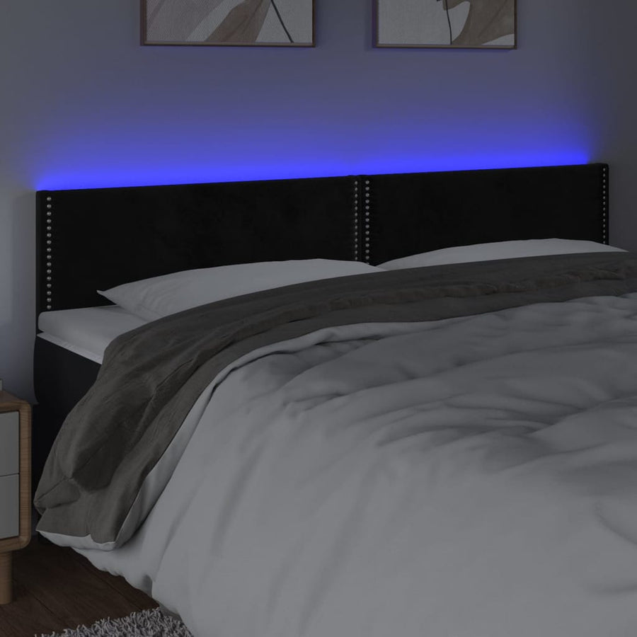 Hoofdbord Led Fluweel 200 x 5 x 78/88 cm Zwart