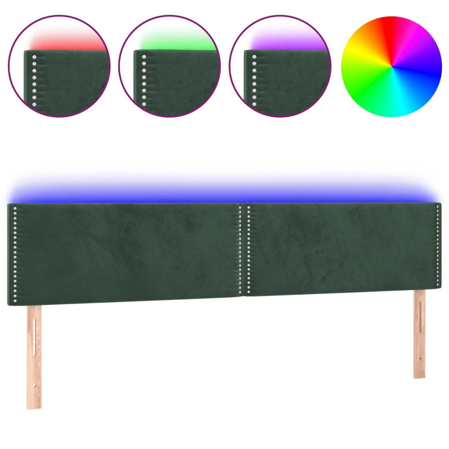 Hoofdbord Led Fluweel 200 x 5 x 78/88 cm Donkergroen