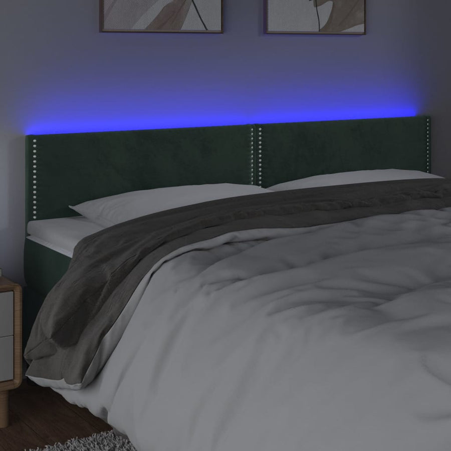 Hoofdbord Led Fluweel 200 x 5 x 78/88 cm Donkergroen