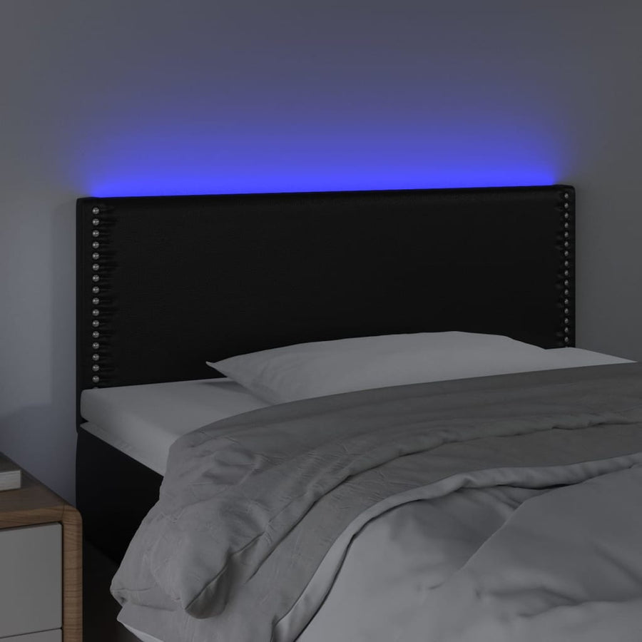 Hoofdbord LED 80x5x78/88 cm kunstleer zwart 80 x 5 x 78/88 cm Zwart