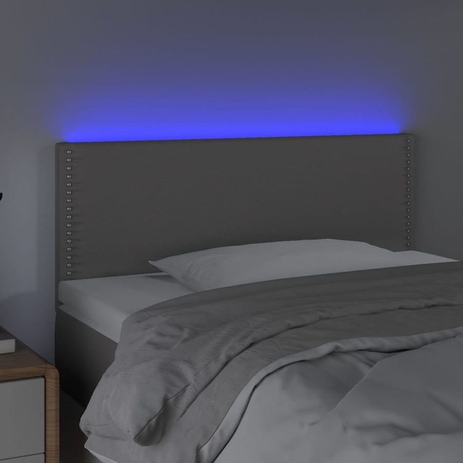 Hoofdbord LED 80x5x78/88 cm kunstleer grijs 80 x 5 x 78/88 cm Grijs