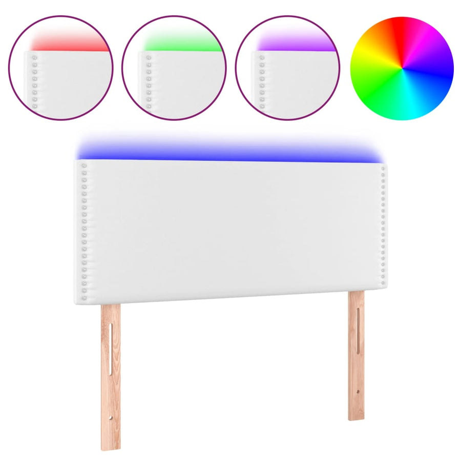 Hoofdbord LED 100x5x78/88 cm kunstleer wit 100 x 5 x 78/88 cm Wit