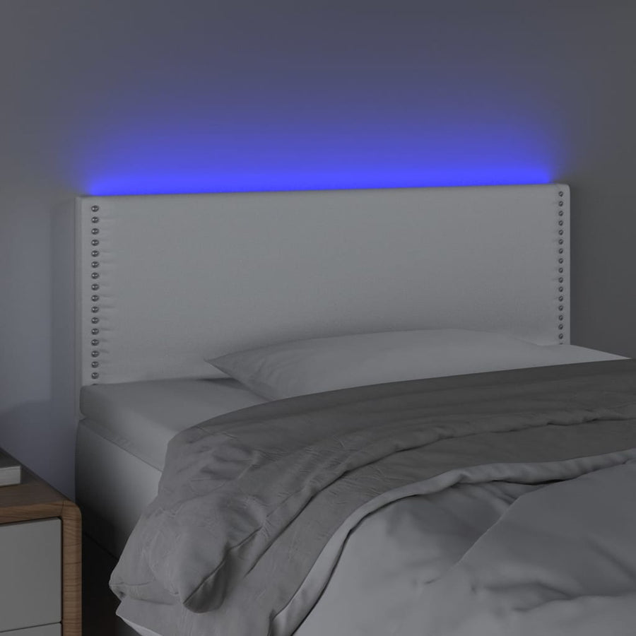 Hoofdbord LED 100x5x78/88 cm kunstleer wit 100 x 5 x 78/88 cm Wit