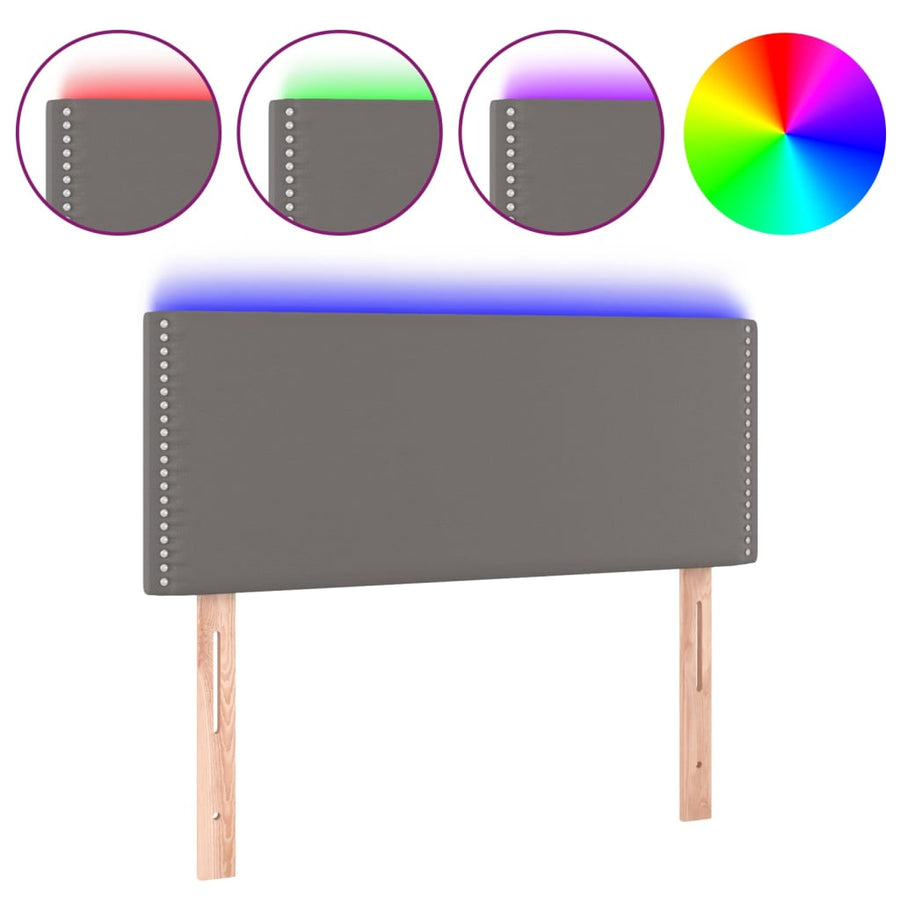 Hoofdbord LED 100x5x78/88 cm kunstleer grijs 100 x 5 x 78/88 cm Grijs