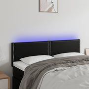 Hoofdbord 144x5x78/88 cm kunstleer zwart LED