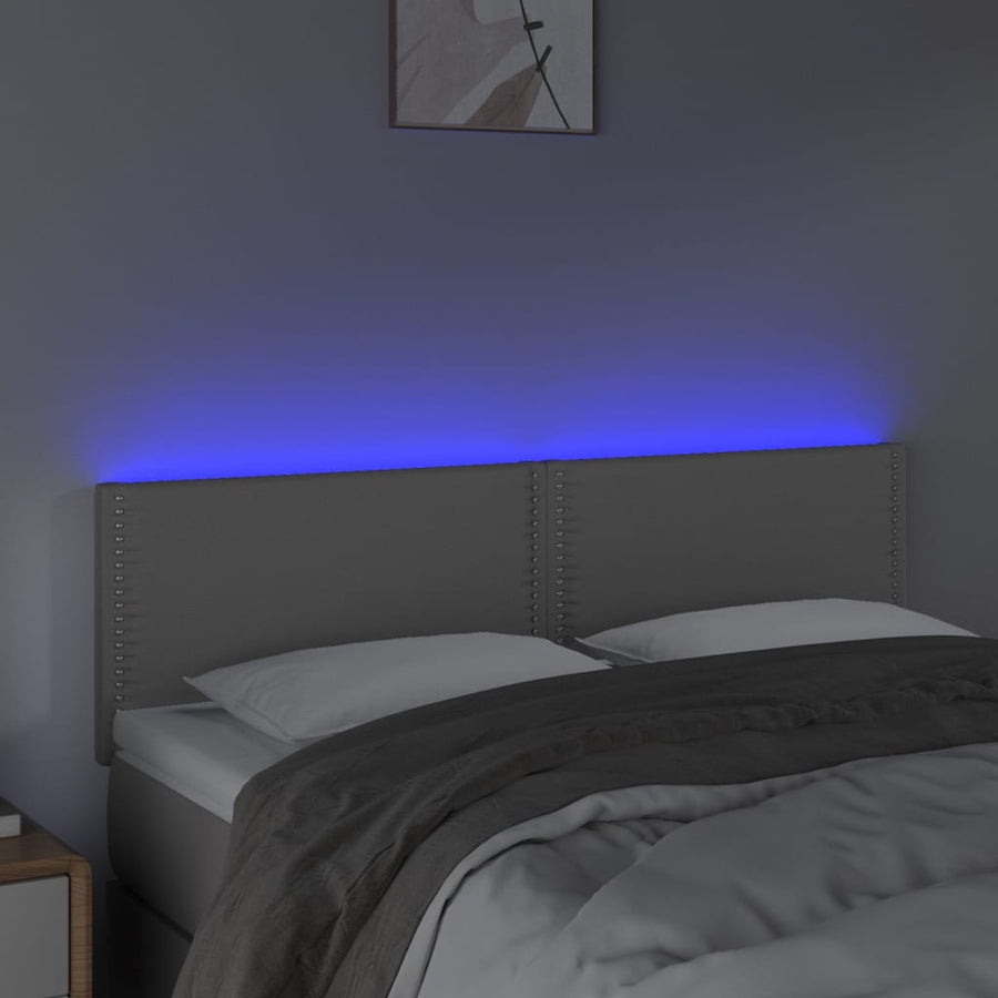 Hoofdbord LED 144x5x78/88 cm kunstleer grijs 144 x 5 x 78/88 cm Grijs
