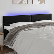 Hoofdbord 180x5x78/88 cm kunstleer zwart met LED