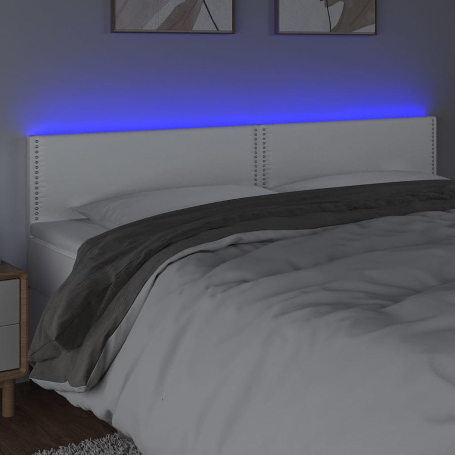 Hoofdbord LED 200x5x78/88 cm kunstleer wit 200 x 5 x 78/88 cm Wit