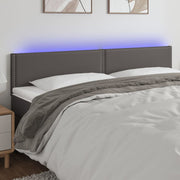 Hoofdbord 200x5x78/88 cm kunstleer grijs LED