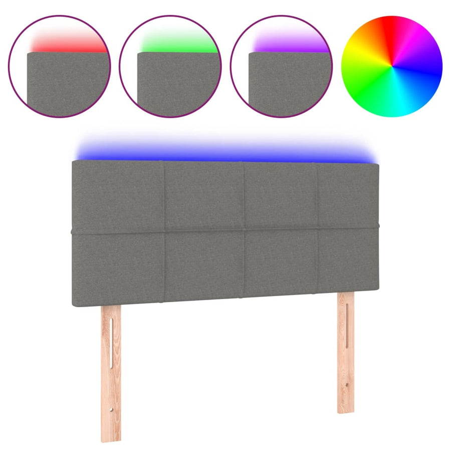 Hoofdbord LED 100x5x78/88 cm stof donkergrijs 100 x 5 x 78/88 cm Donkergrijs