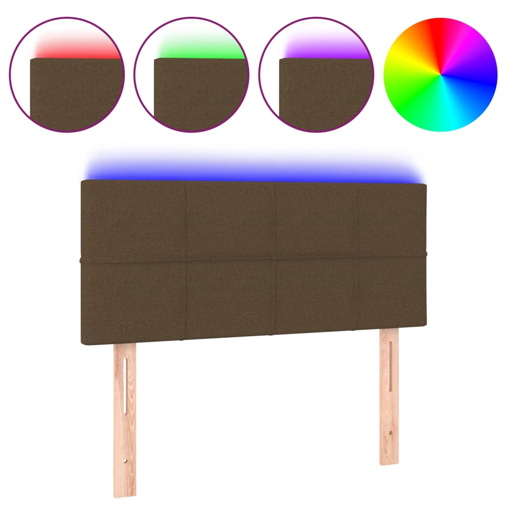 Hoofdbord LED 100x5x78/88 cm stof donkerbruin 100 x 5 x 78/88 cm Donkerbruin