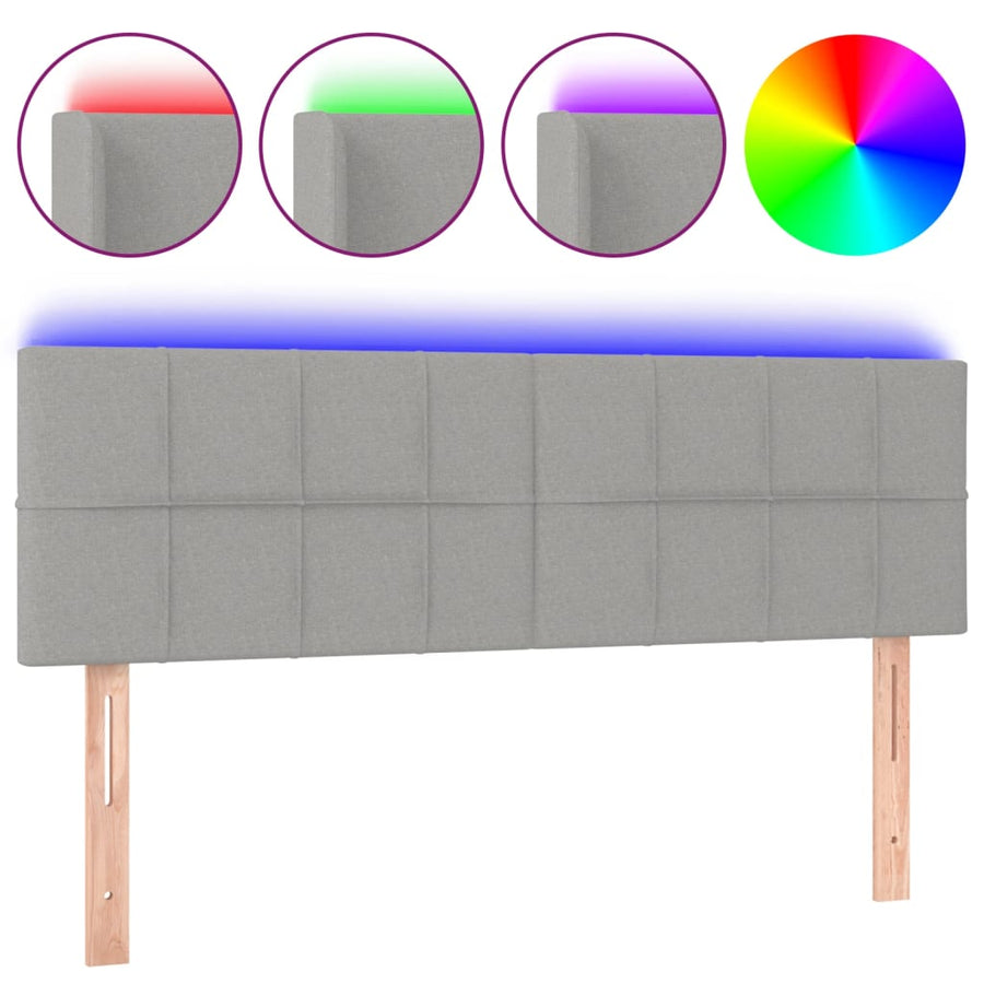 Hoofdbord LED 144x5x78/88 cm stof lichtgrijs 144 x 5 x 78/88 cm Lichtgrijs