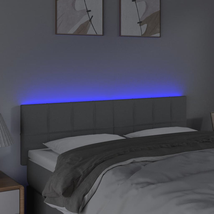 Hoofdbord LED 144x5x78/88 cm stof lichtgrijs 144 x 5 x 78/88 cm Lichtgrijs