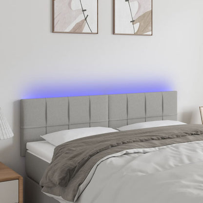 Hoofdbord LED 144x5x78/88 cm stof lichtgrijs 144 x 5 x 78/88 cm Lichtgrijs