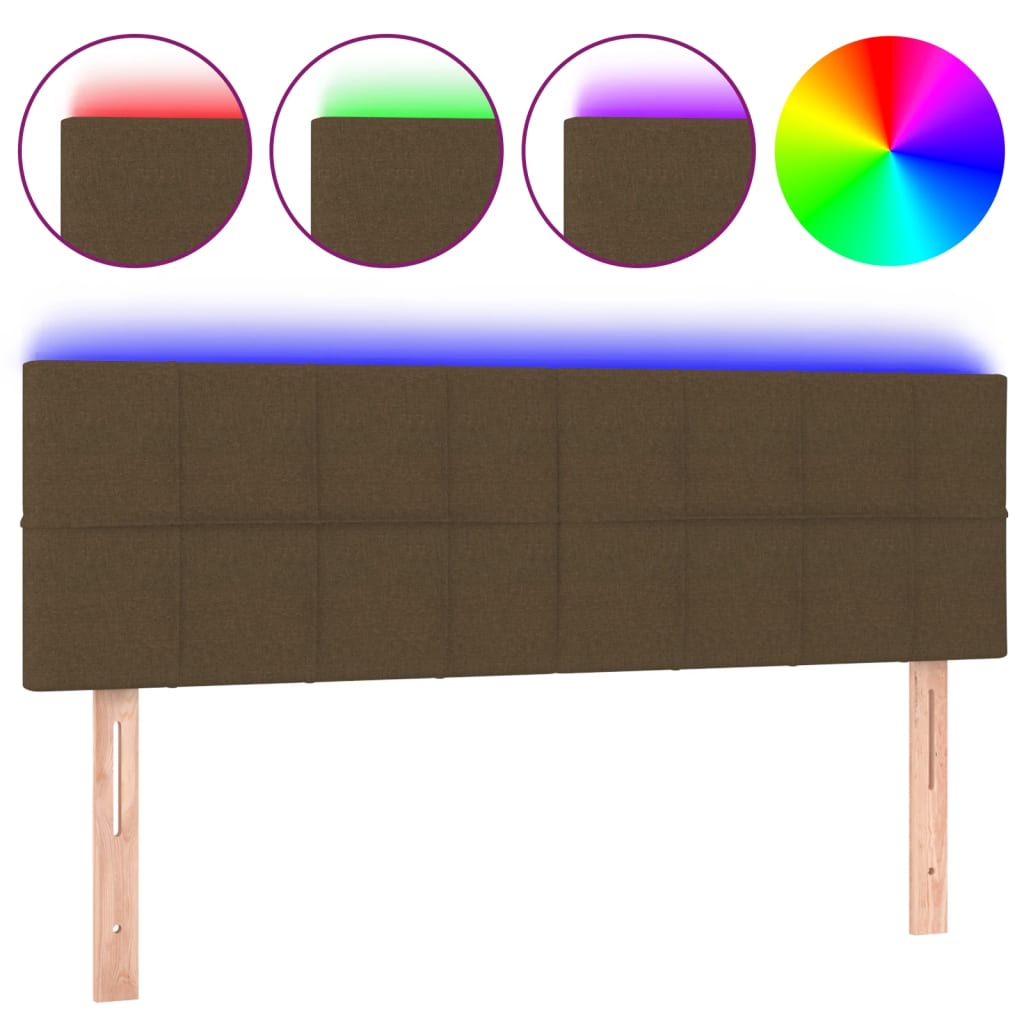 Hoofdbord LED 144x5x78/88 cm stof donkerbruin 144 x 5 x 78/88 cm Donkerbruin