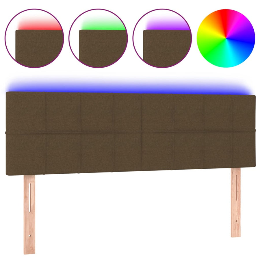 Hoofdbord LED 144x5x78/88 cm stof donkerbruin 144 x 5 x 78/88 cm Donkerbruin