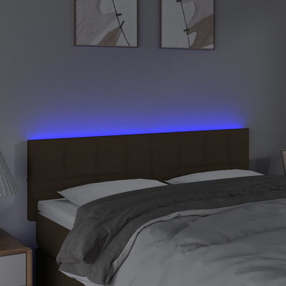 Hoofdbord LED 144x5x78/88 cm stof donkerbruin 144 x 5 x 78/88 cm Donkerbruin