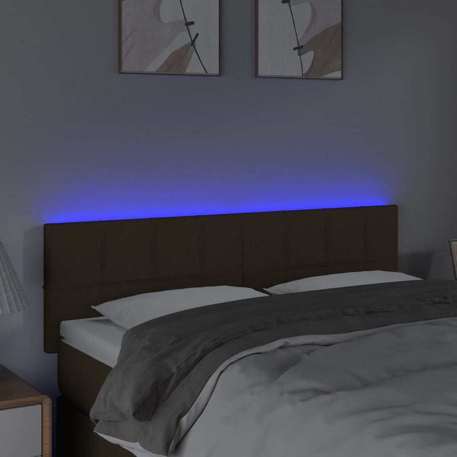 Hoofdbord LED 144x5x78/88 cm stof donkerbruin 144 x 5 x 78/88 cm Donkerbruin