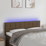 Hoofdbord 144x5x78/88 cm stof donkerbruin met LED