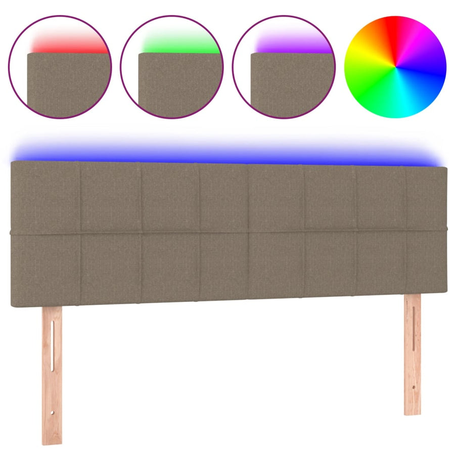Hoofdbord Led Stof 144 x 5 x 78/88 cm Taupe