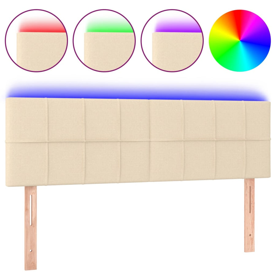 Hoofdbord LED 144x5x78/88 cm stof crèmekleurig 144 x 5 x 78/88 cm Crème