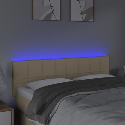 Hoofdbord LED 144x5x78/88 cm stof crèmekleurig 144 x 5 x 78/88 cm Crème