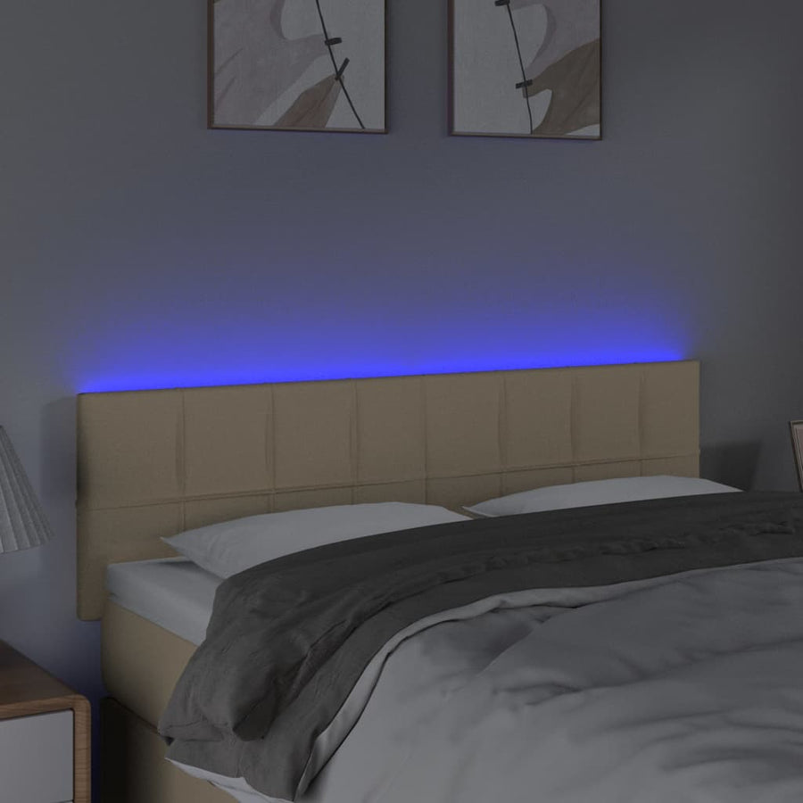 Hoofdbord LED 144x5x78/88 cm stof crèmekleurig 144 x 5 x 78/88 cm Crème