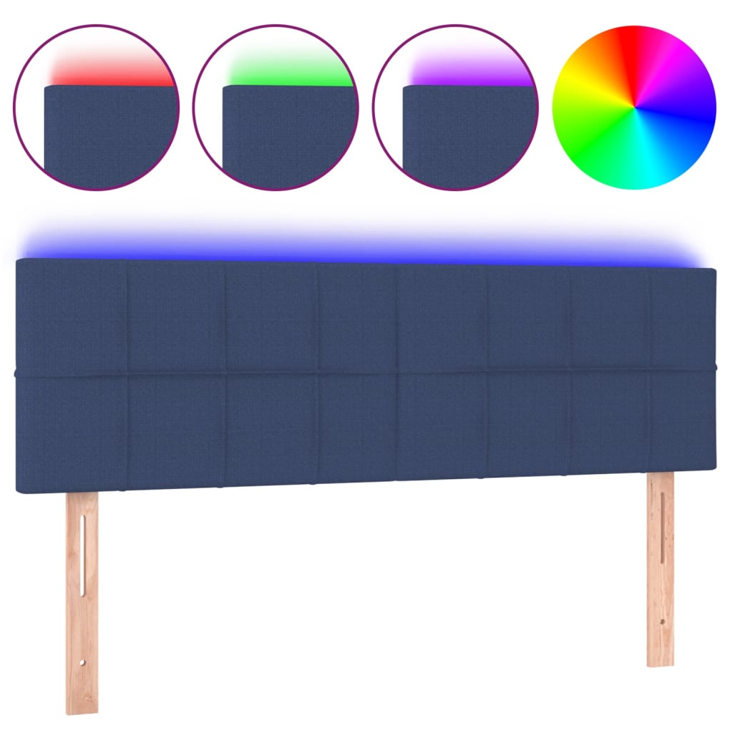 Hoofdbord LED 144x5x78/88 cm stof blauw 144 x 5 x 78/88 cm Blauw