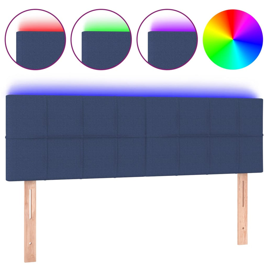 Hoofdbord LED 144x5x78/88 cm stof blauw 144 x 5 x 78/88 cm Blauw