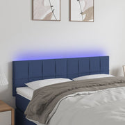 Hoofdbord 144x5x78/88 cm stof blauw LED