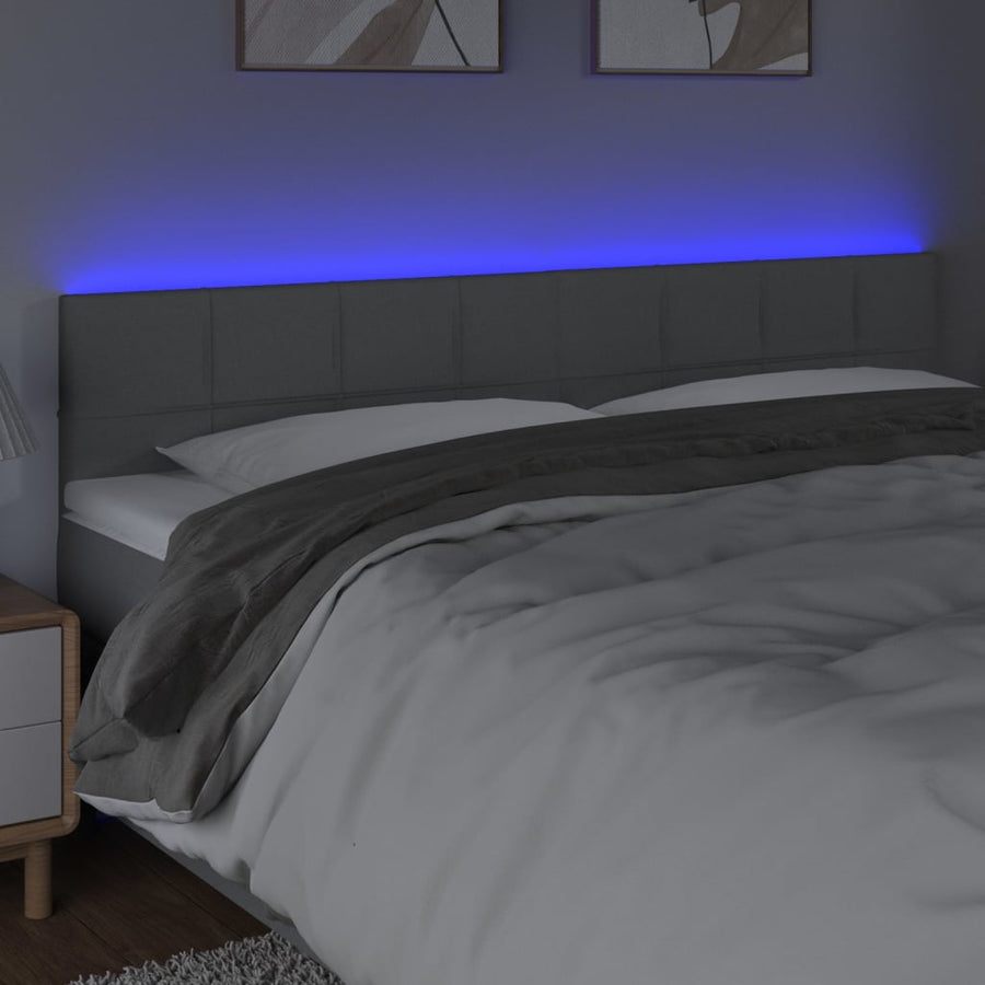 Hoofdbord LED 160x5x78/88 cm stof lichtgrijs 160 x 5 x 78/88 cm Lichtgrijs