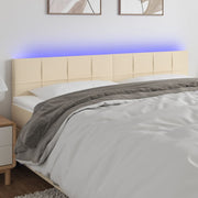 Hoofdbord 160x5x78/88 cm stof crèmekleurig LED