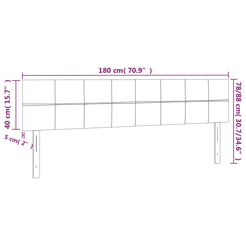 Hoofdbord LED 180x5x78/88 cm stof lichtgrijs 180 x 5 x 78/88 cm Lichtgrijs