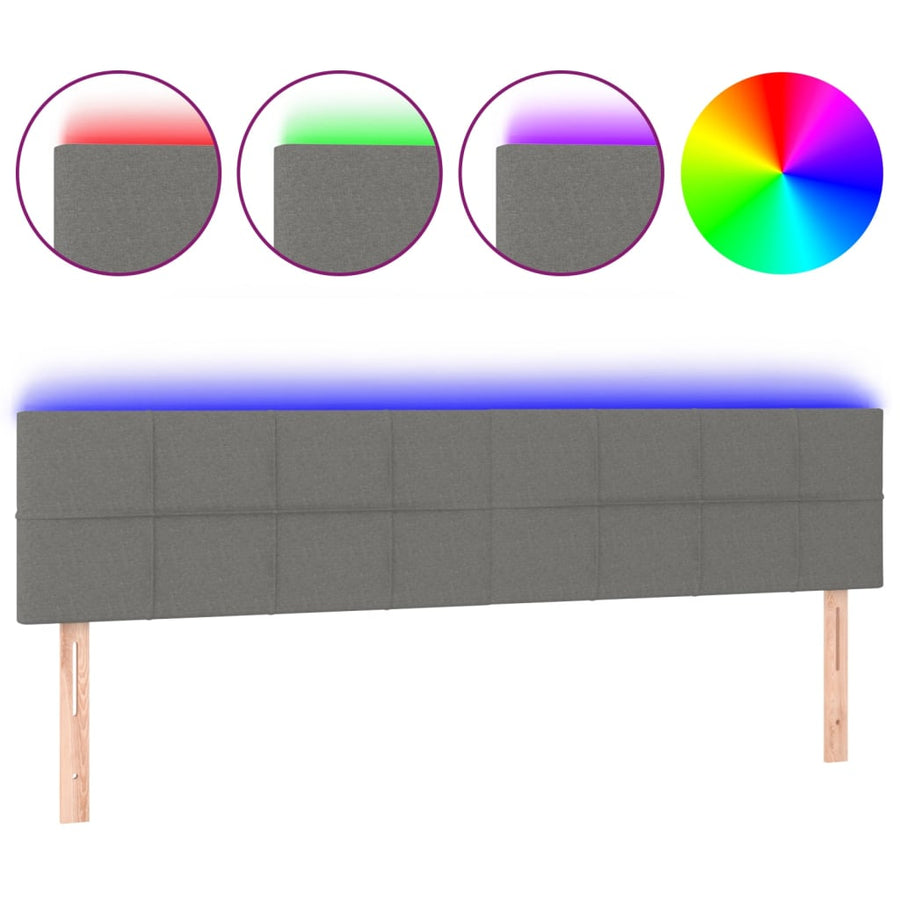 Hoofdbord LED 180x5x78/88 cm stof donkergrijs 180 x 5 x 78/88 cm Donkergrijs