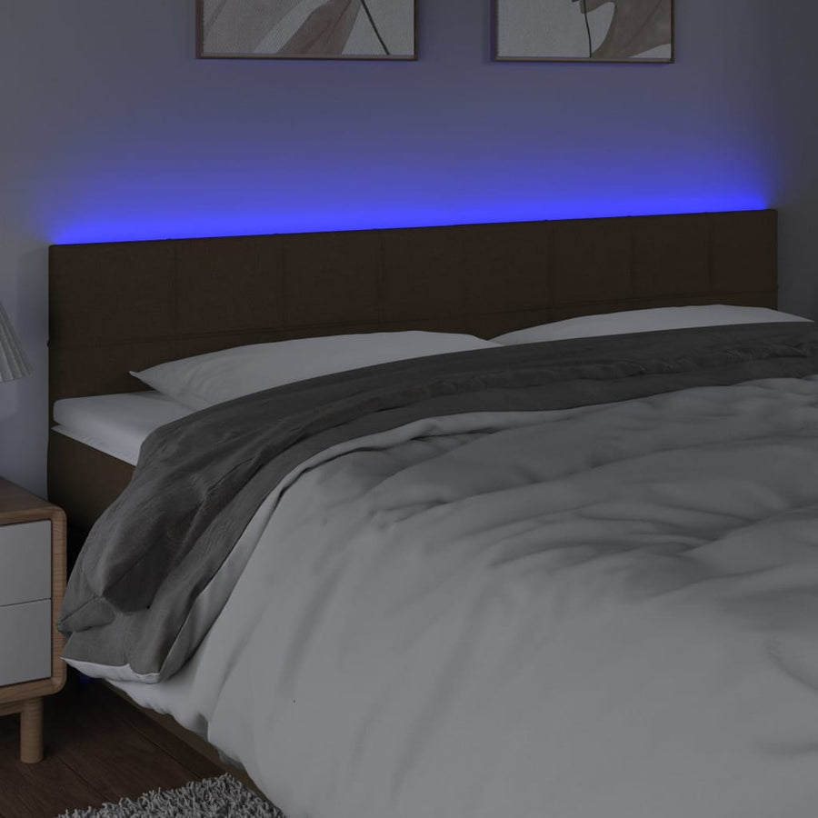 Hoofdbord LED 180x5x78/88 cm stof donkerbruin 180 x 5 x 78/88 cm Donkerbruin