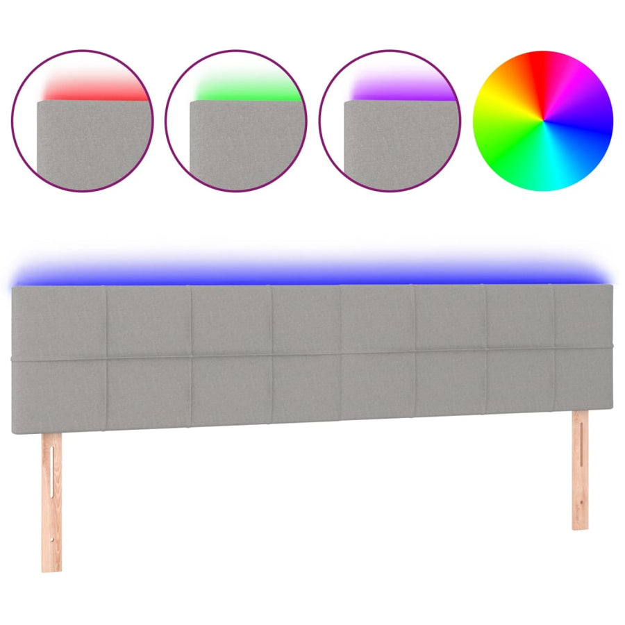 Hoofdbord LED 200x5x78/88 cm stof lichtgrijs 200 x 5 x 78/88 cm Lichtgrijs