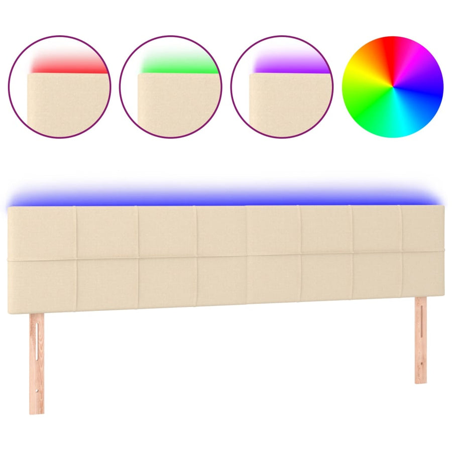 Hoofdbord LED 200x5x78/88 cm stof crèmekleurig 200 x 5 x 78/88 cm Crème