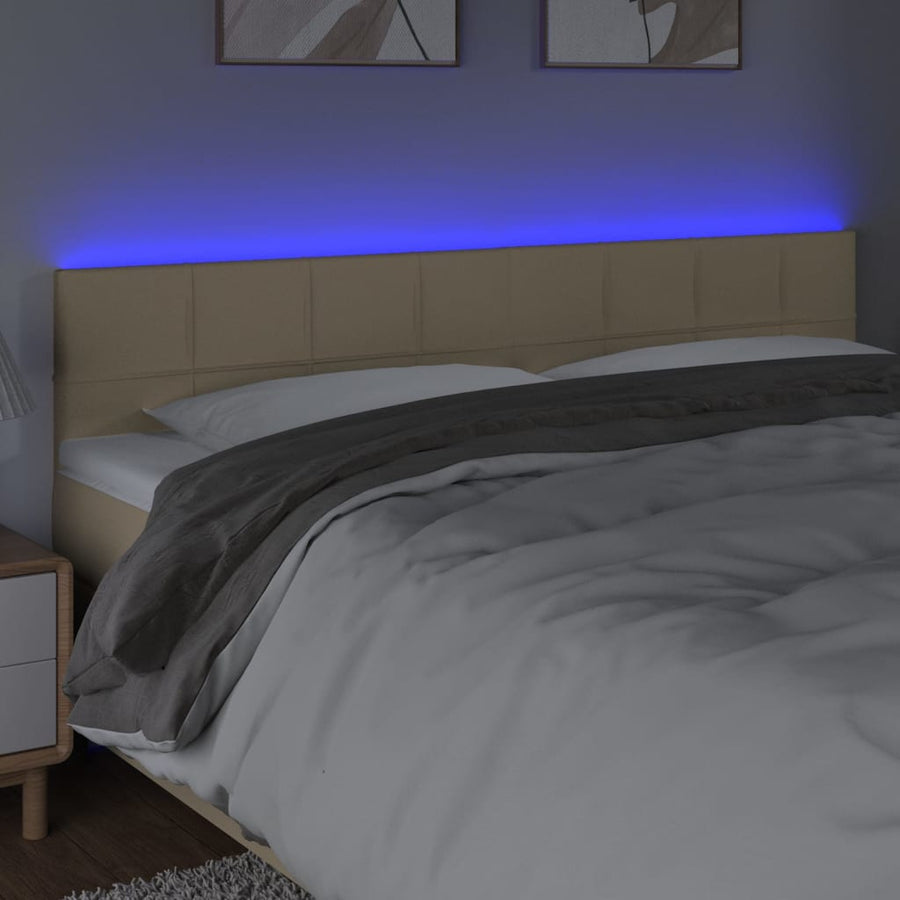 Hoofdbord LED 200x5x78/88 cm stof crèmekleurig 200 x 5 x 78/88 cm Crème