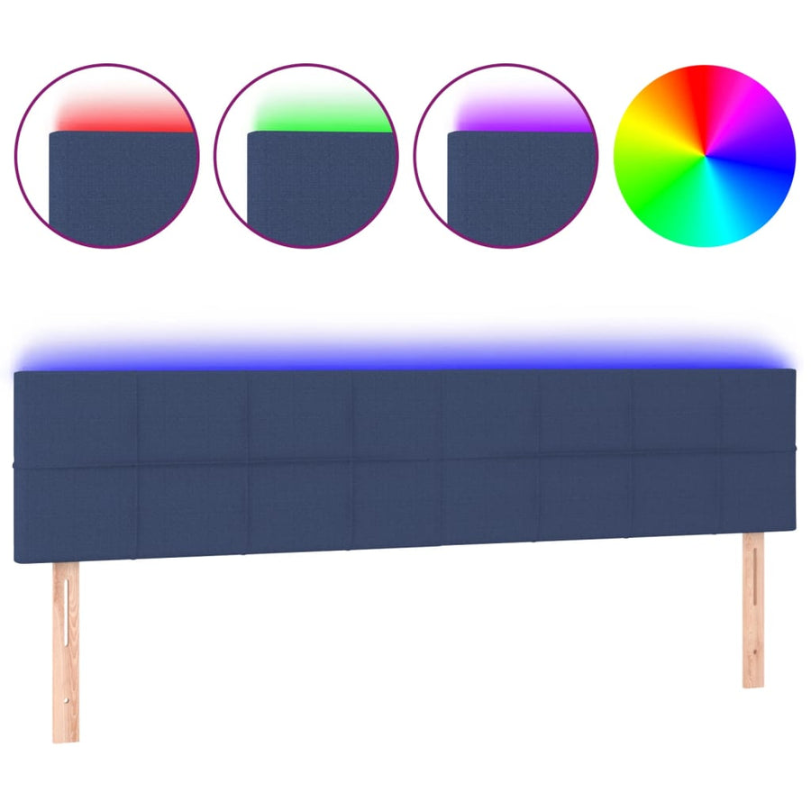 Hoofdbord LED 200x5x78/88 cm stof blauw 200 x 5 x 78/88 cm Blauw