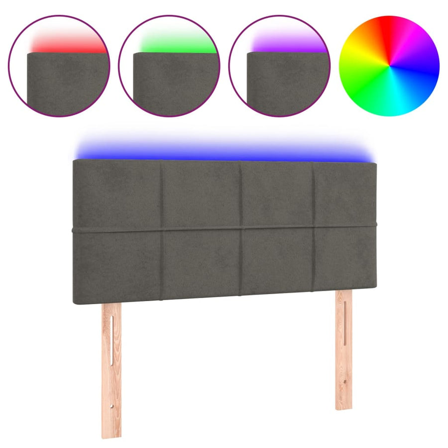 Hoofdbord LED 80x5x78/88 cm fluweel donkergrijs 80 x 5 x 78/88 cm Donkergrijs