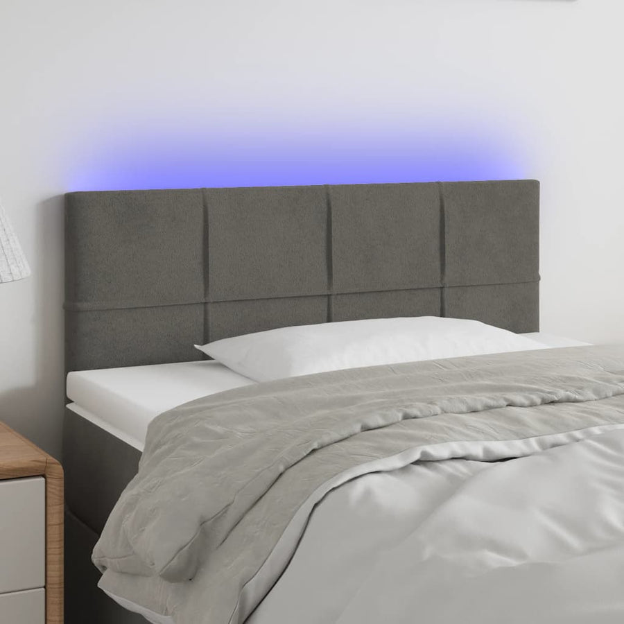 Hoofdbord LED 80x5x78/88 cm fluweel donkergrijs 80 x 5 x 78/88 cm Donkergrijs
