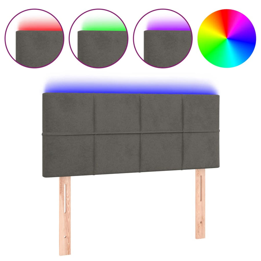 Hoofdbord Led Fluweel 90 x 5 x 78/88 cm Donkergrijs
