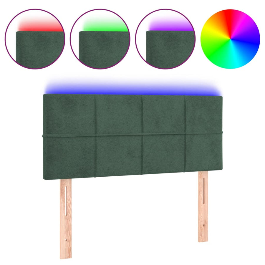 Hoofdbord Led Fluweel 90 x 5 x 78/88 cm Donkergroen
