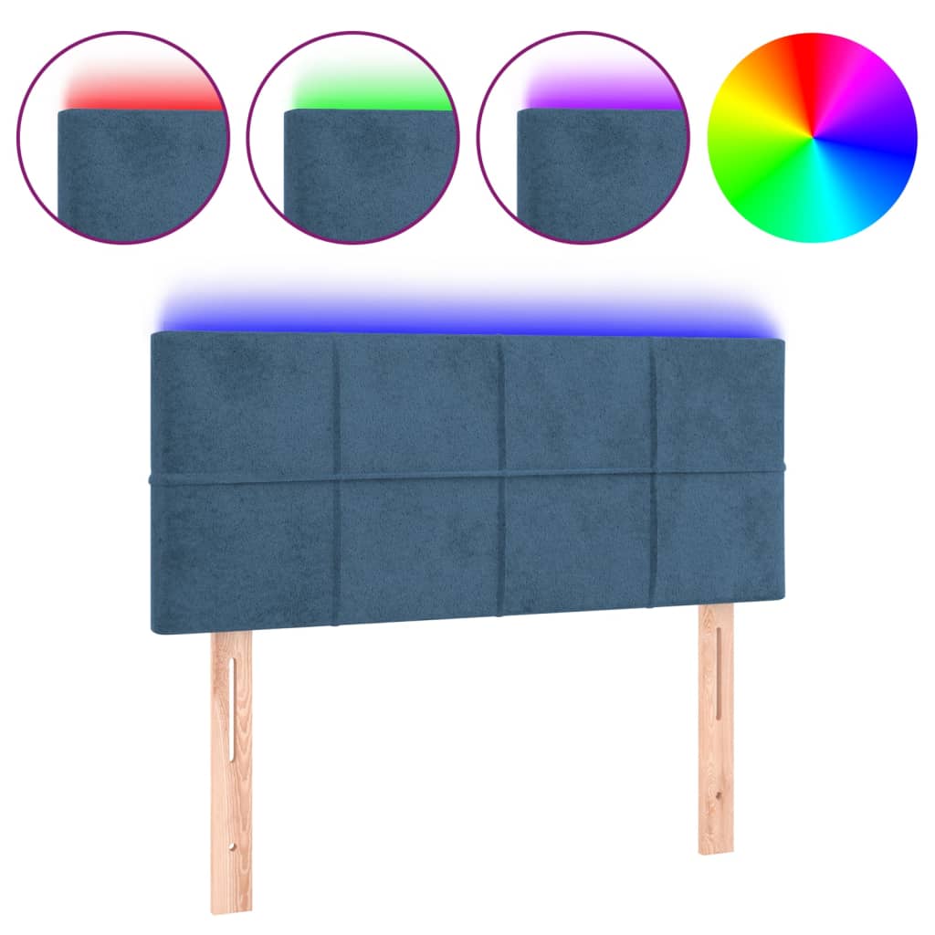Hoofdbord Led Fluweel 90 x 5 x 78/88 cm Donkerblauw