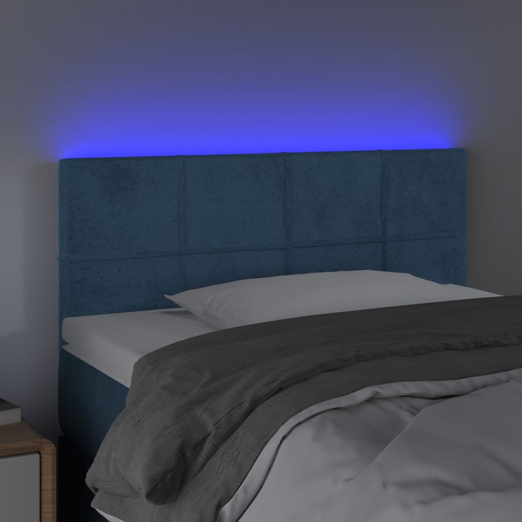 Hoofdbord Led Fluweel 90 x 5 x 78/88 cm Donkerblauw